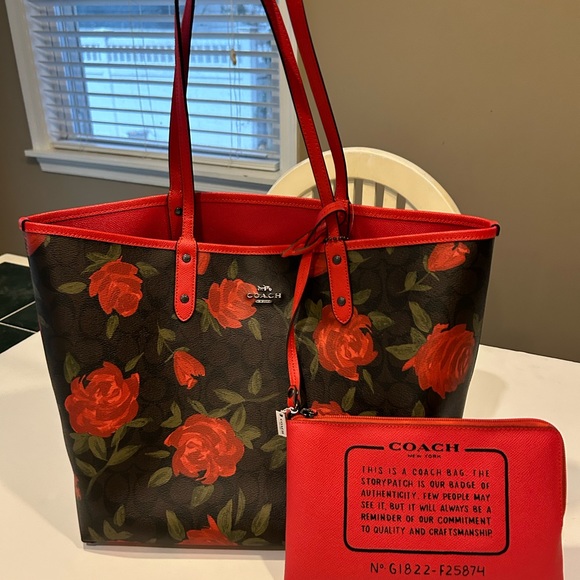 Coach Handbags - COACH REVERSIBLE LARGE ROSE TOTE WITH SMALLER INSIDE BAG BRAND NEW WITH TAGS